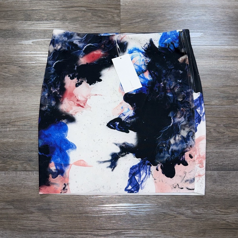 NWT Zara Galaxy Painting Mini Skirt Womens Large Abstract Ink-Blot Graphic